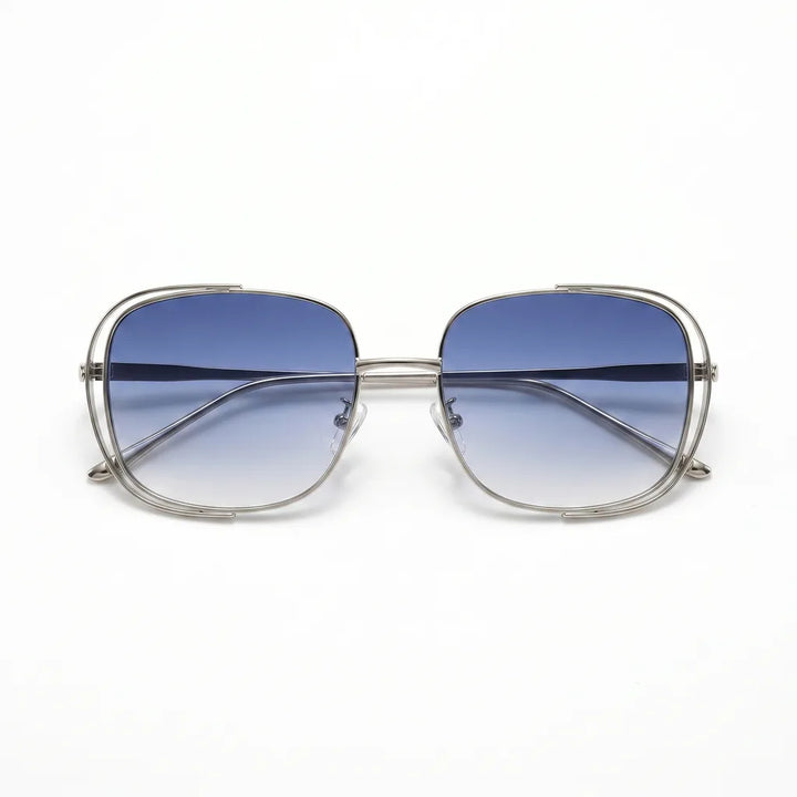 Women's C2 Silver Frame with Gradient Blue Lenses Stanhope Square Frame Shades
