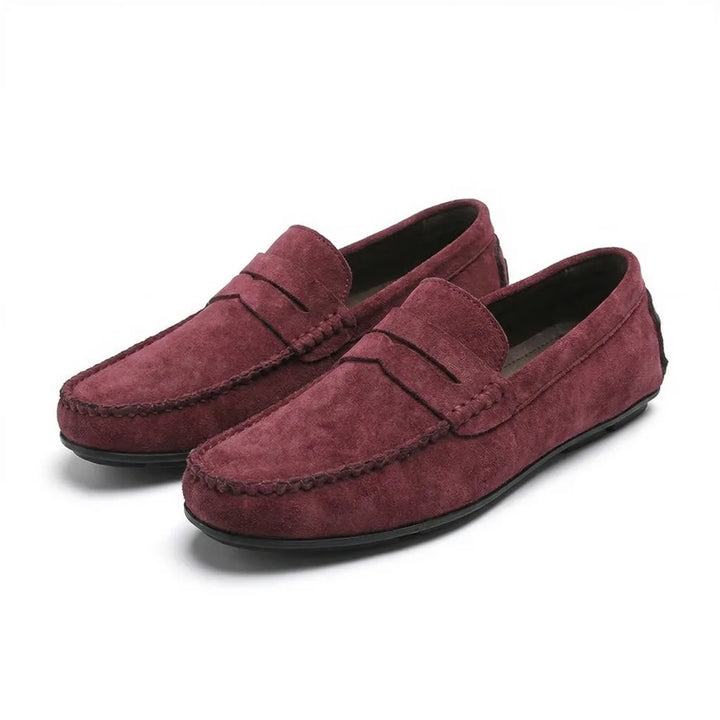 Stanton Suede Loafers - Color:Burgundy;Size:39