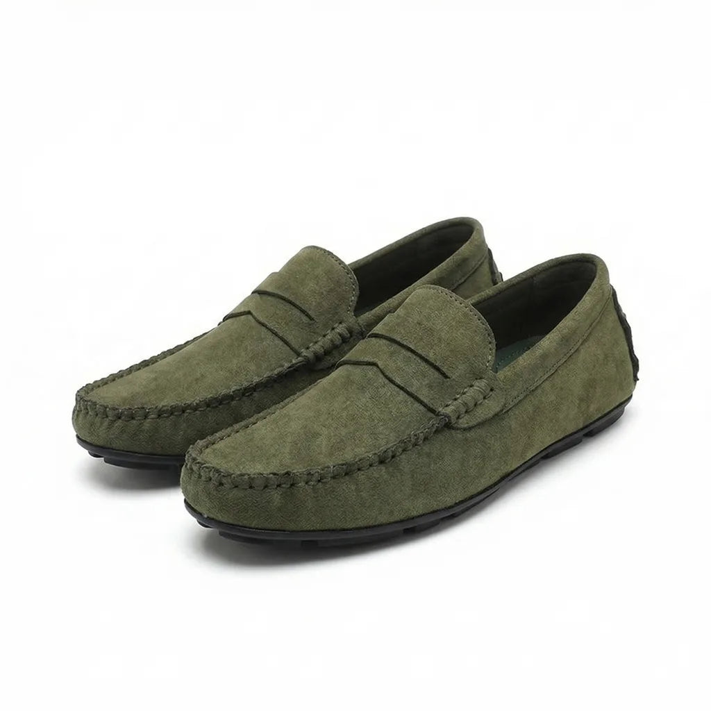 Stanton Suede Loafers - Color:Green;Size:39
