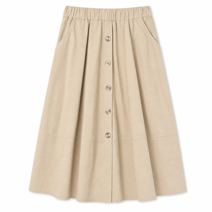 Stella A-Line Midi Skirt - Color:Beige;Size:S
