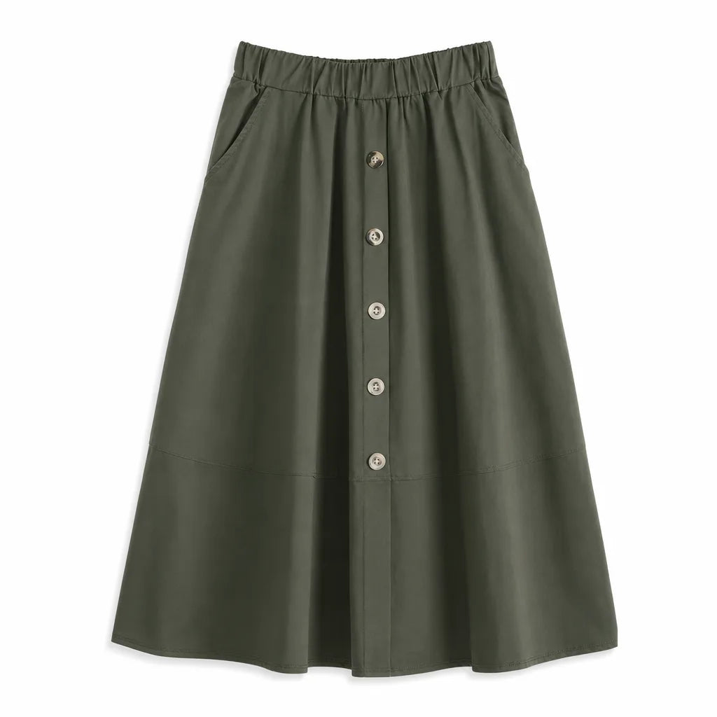Stella A-Line Midi Skirt - Color:Green;Size:S