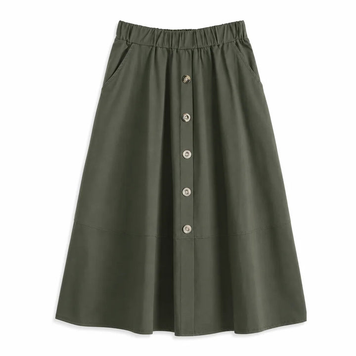 Stella A-Line Midi Skirt - Color:Green;Size:S