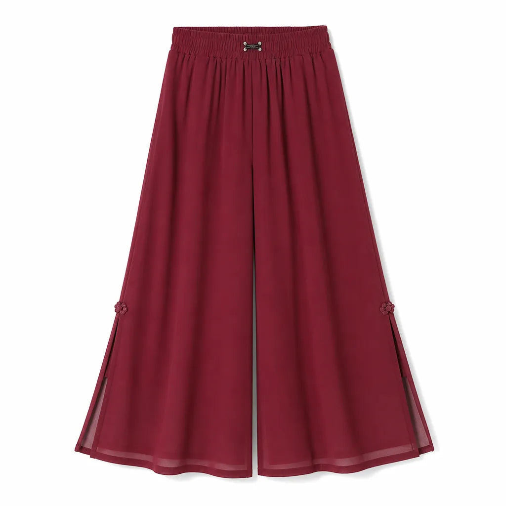 Stella Wide-Leg Trousers - Color:Red;Size:M