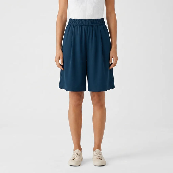 Women's Navy Stratton Flowy Bermuda Shorts