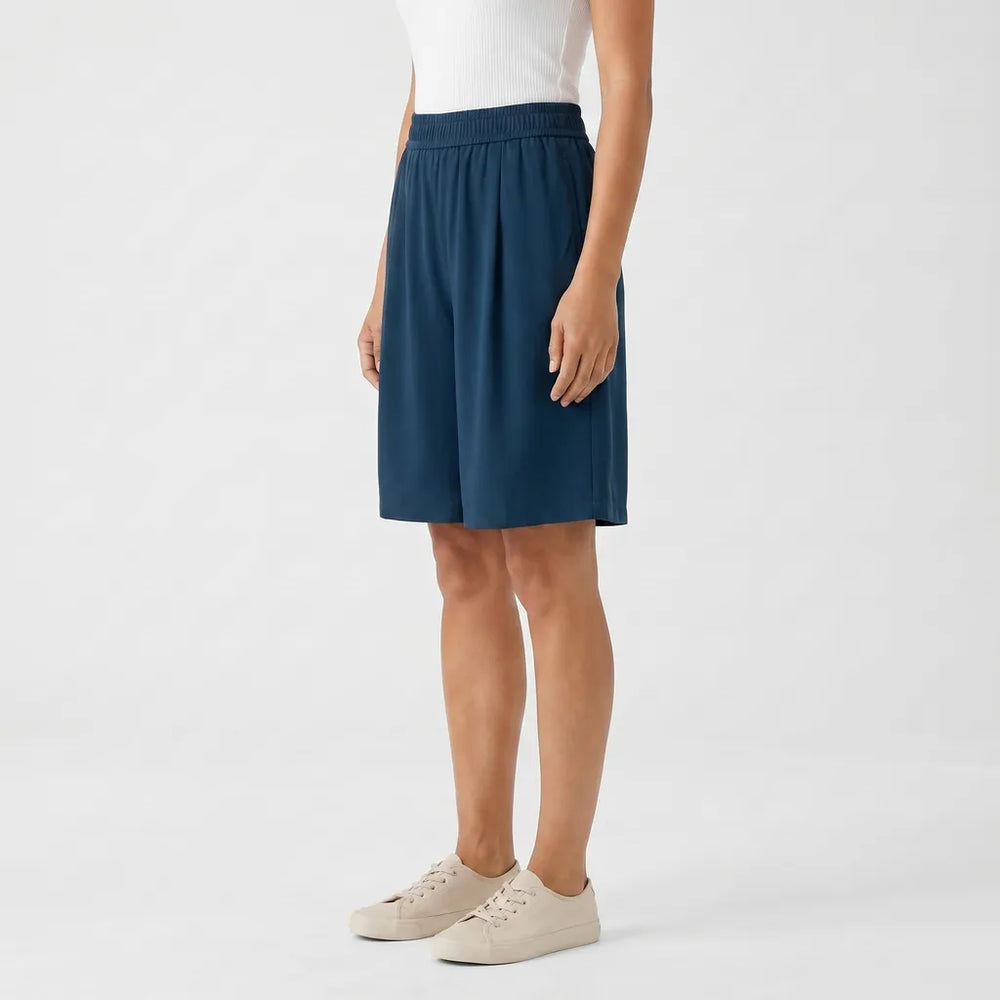 Women's Navy Stratton Flowy Bermuda Shorts