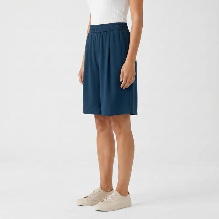 Women's Navy Stratton Flowy Bermuda Shorts