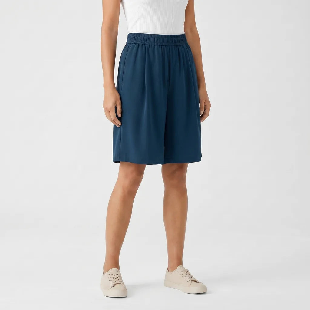 Women's Navy Stratton Flowy Bermuda Shorts