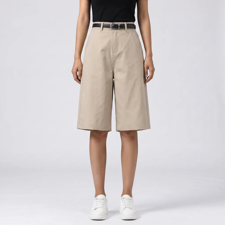 Women's Light Khaki Thornton High Waist Utility Shorts
