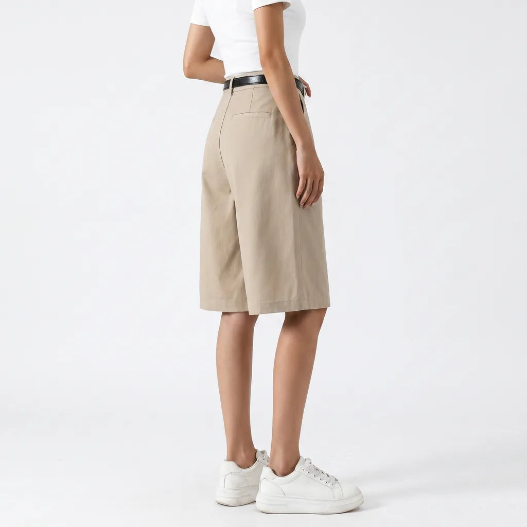 Women's Light Khaki Thornton High Waist Utility Shorts