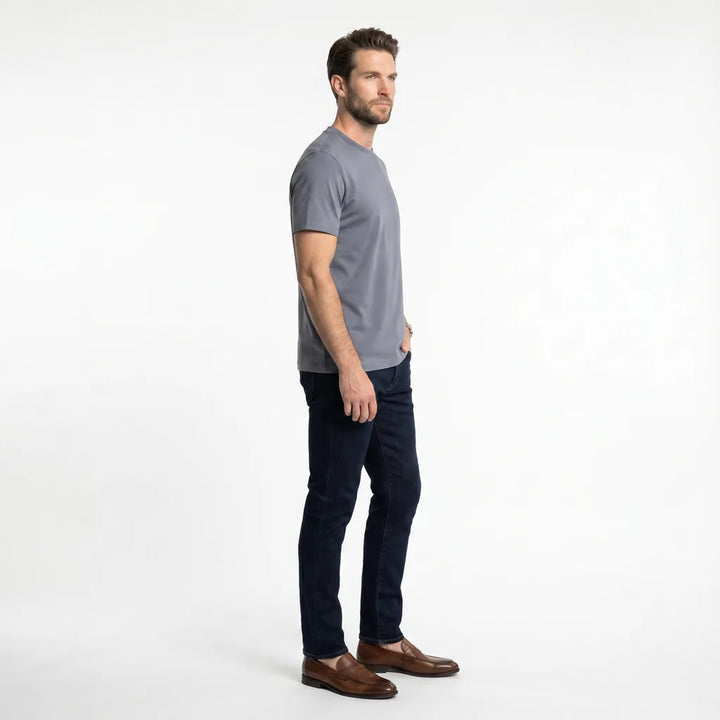 Gray Blue Lyndon Silk Blend T-Shirt-Test 2