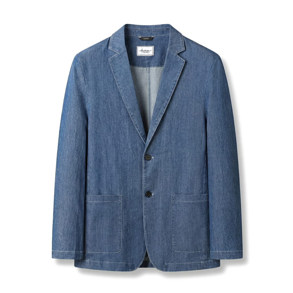 Truman Cotton Denim Blazer - Color:Dark Blue;Size:M