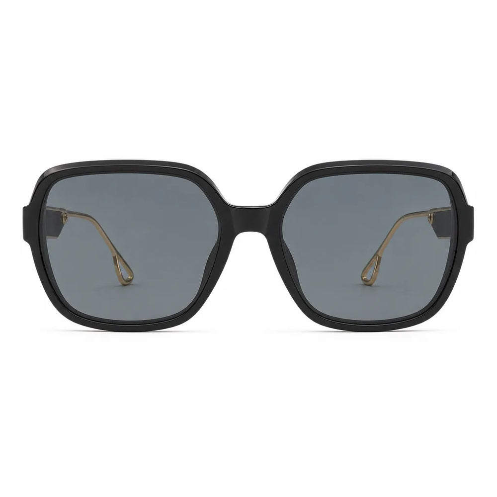 Women's Black frame with black-gray lenses Thomas Oversized Square Shades