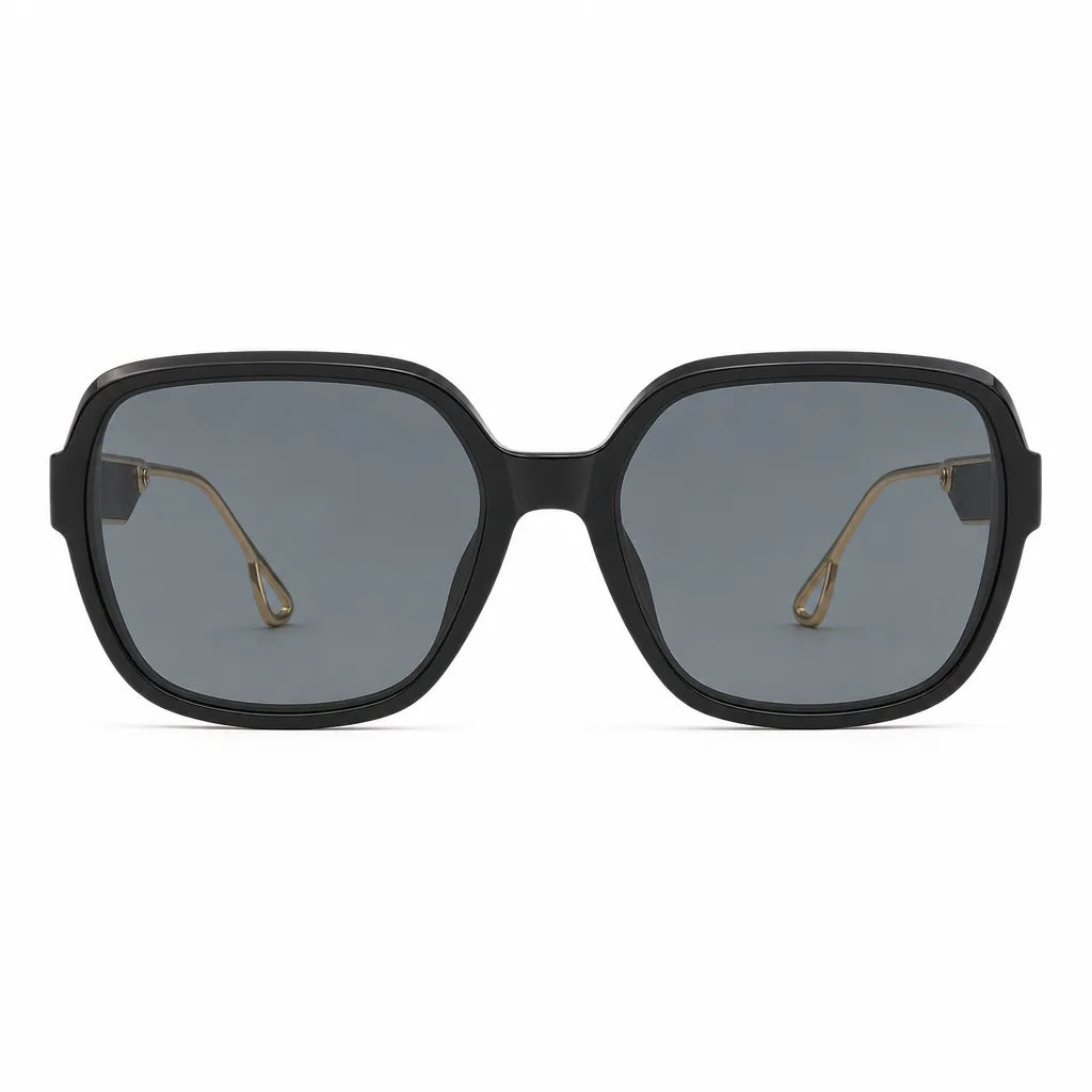 Women's Black frame with black-gray lenses Thomas Oversized Square Shades