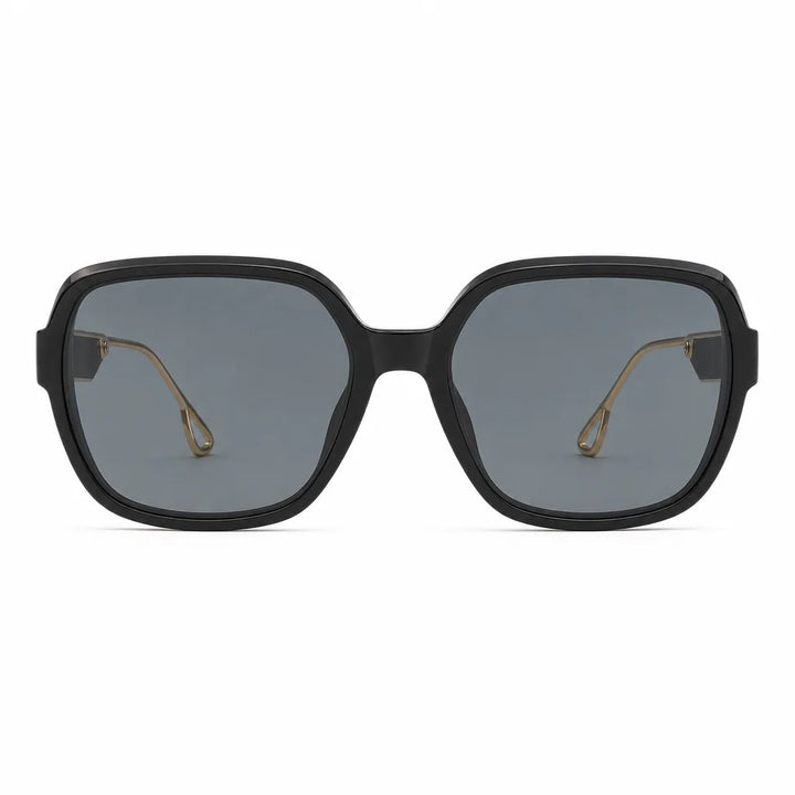 Women's Black frame with black-gray lenses Thomas Oversized Square Shades