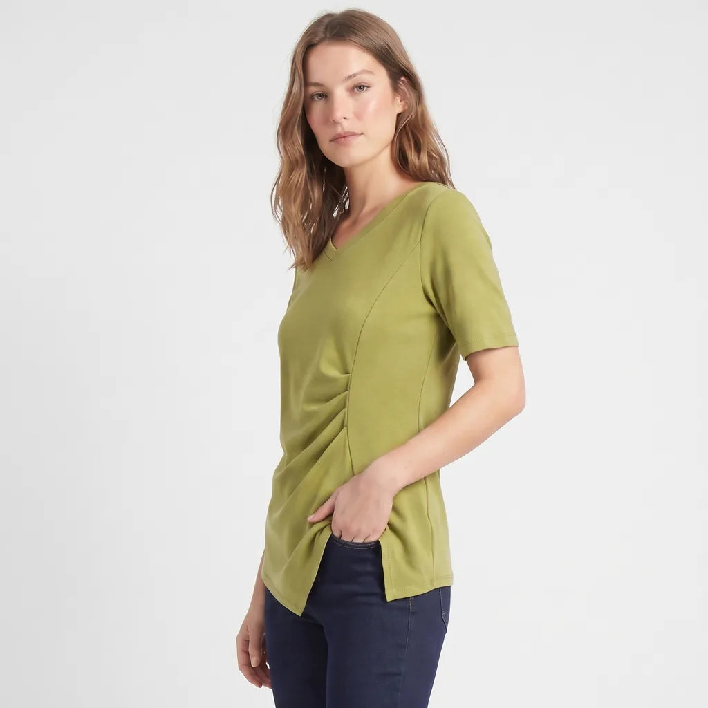 Callahan Pleated Cotton T-Shirt