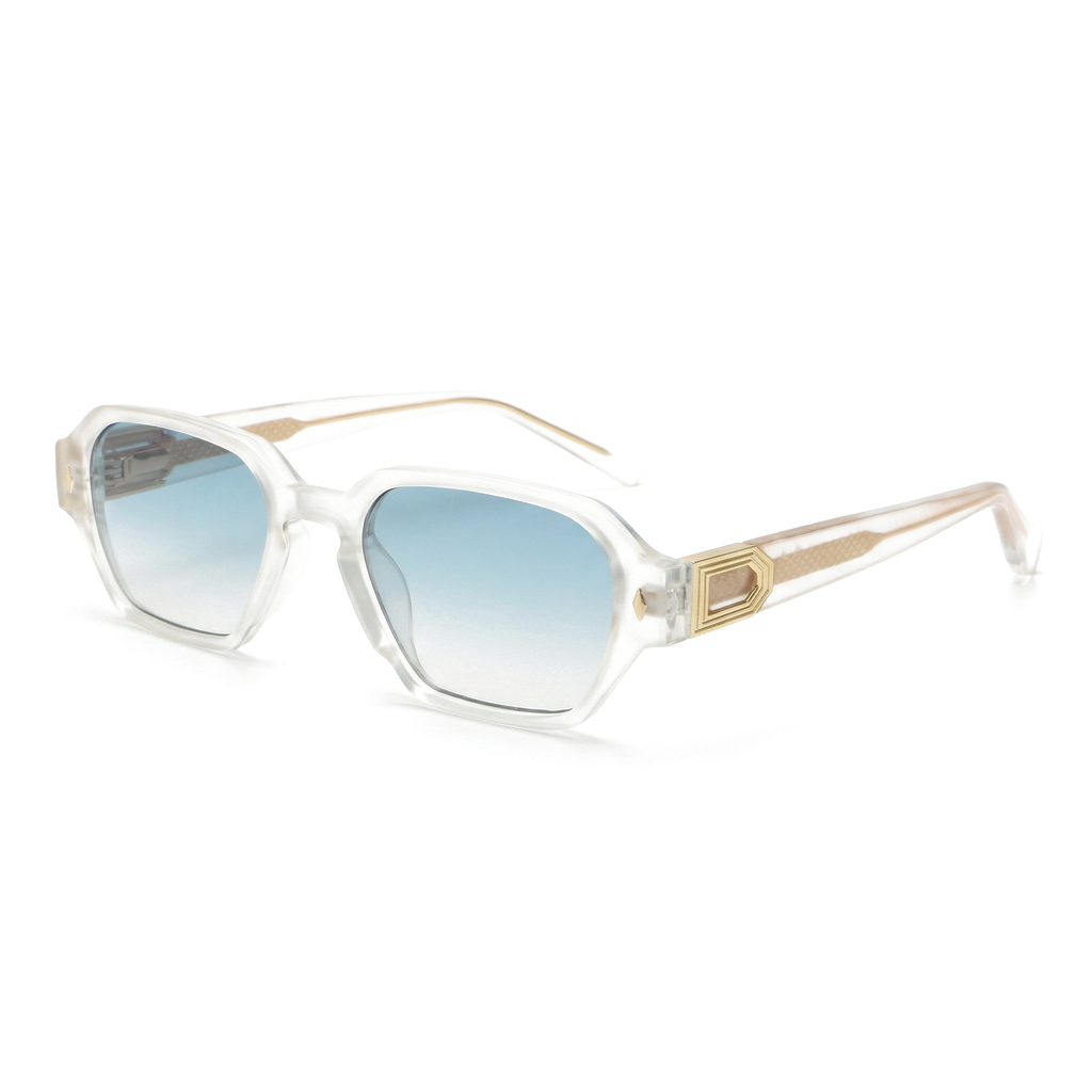 Velora Hexa Edge Shades - Color:C6 Clear Matte/Blue Lens