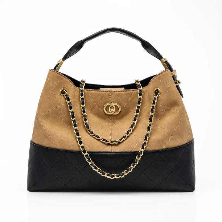 Women's Brown / Black Veronica Quilted Chain Tote