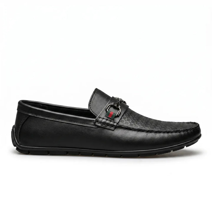 Men's Black Steele Leather Driving Loafers