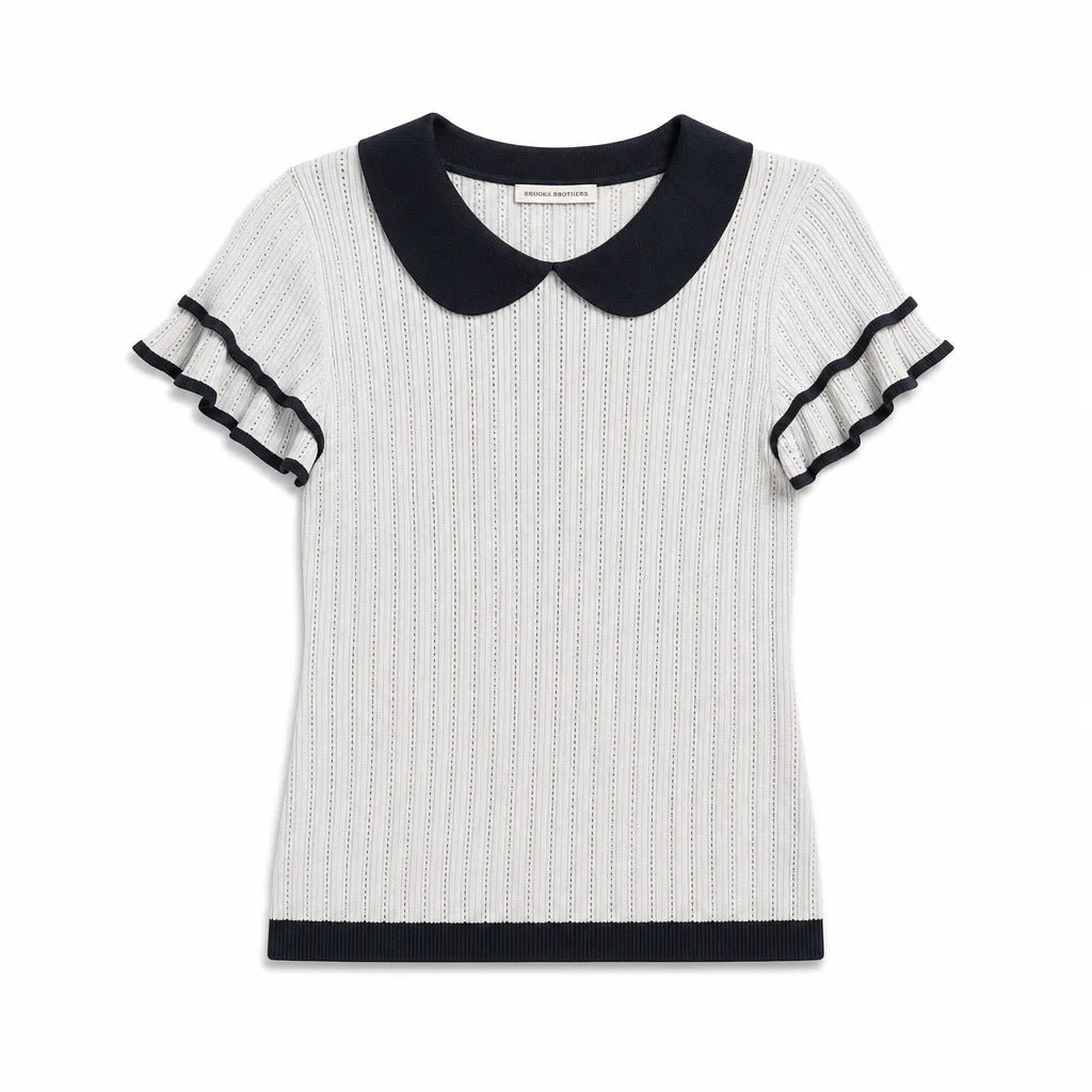 Victoria Contrast Knit Top - Color:Gray;Size:S