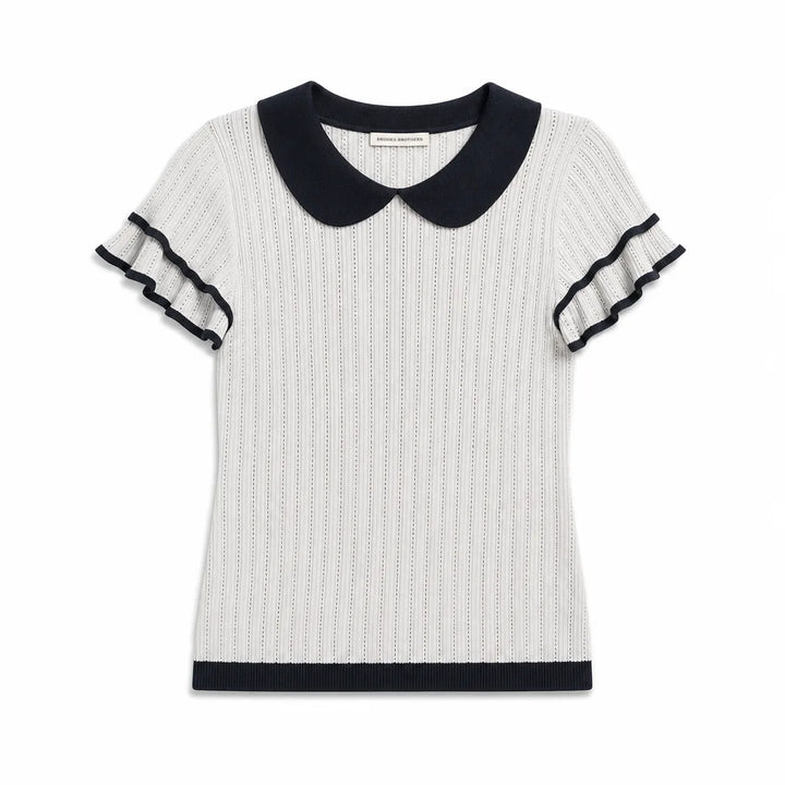 Victoria Contrast Knit Top - Color:Gray;Size:S