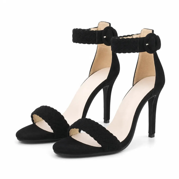 Victoria Suede Heels - Color:Black;Size:35