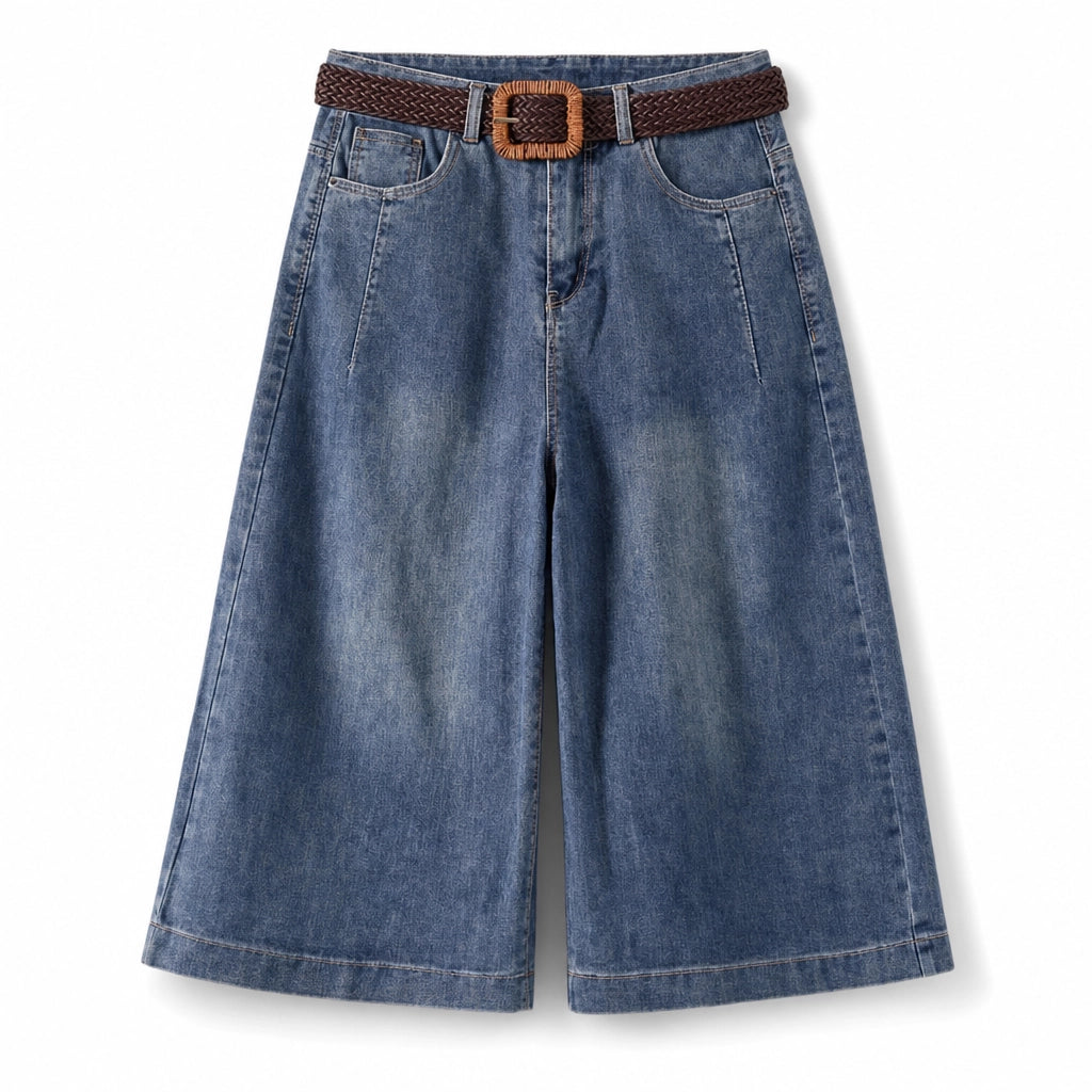 Naomi Cotton Denim Trousers - Color:Vintage Blue ;Size:S