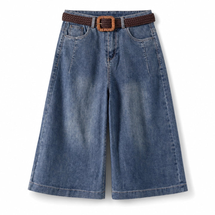 Naomi Cotton Denim Trousers - Color:Vintage Blue ;Size:S