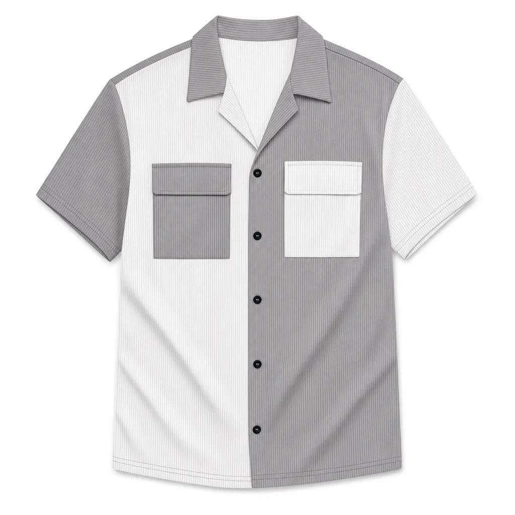 Wesley Colorblock Shirt - Color:Gray/White;Size:XS