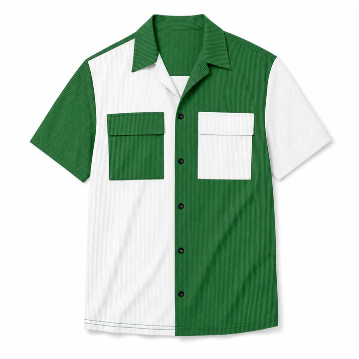 Wesley Colorblock Shirt - Color:Green/White;Size:XS