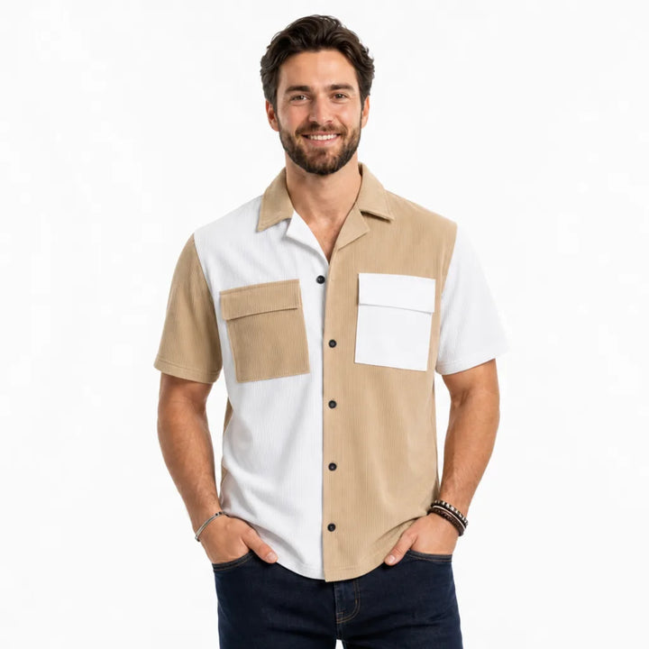Men's Khaki/White Wesley Colorblock Shirt