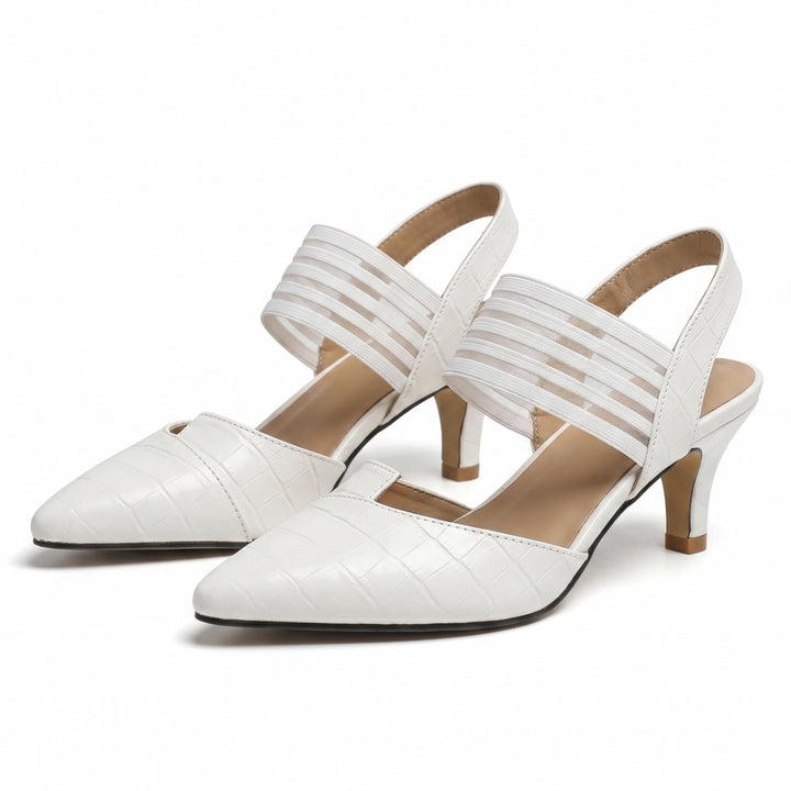 Veronica Slingback Strap Heels - Color:White;Size:35
