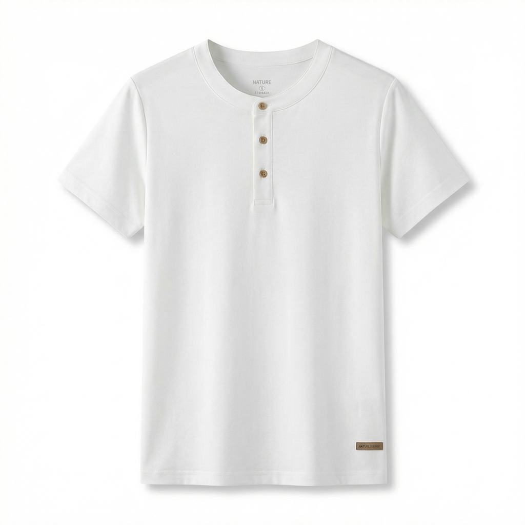 White Julian Silk Blend Henley 1