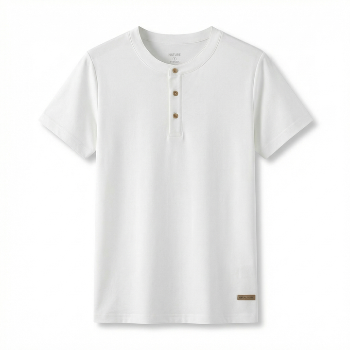 White Julian Silk Blend Henley 1