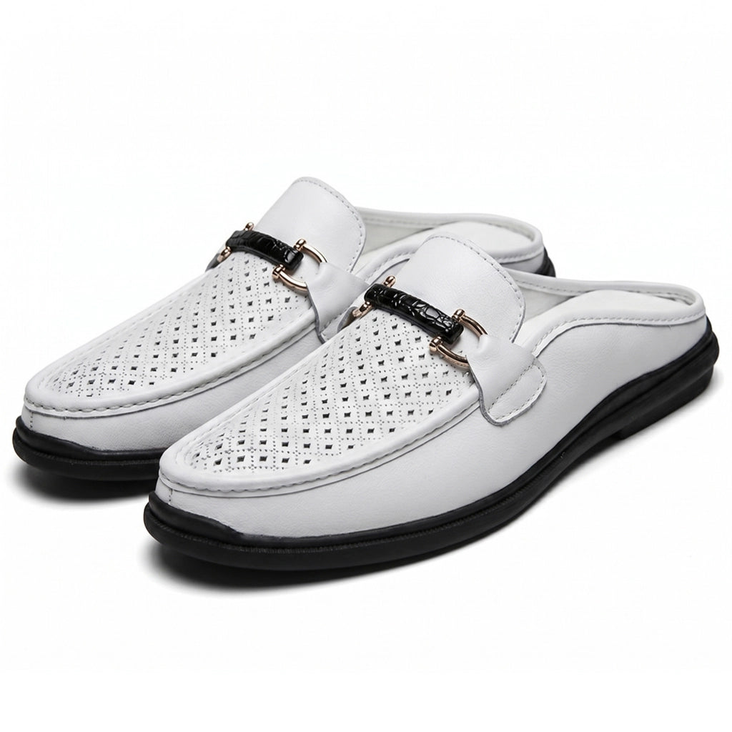 Gustavo Italian Mule Loafers - Color:White;Size:38