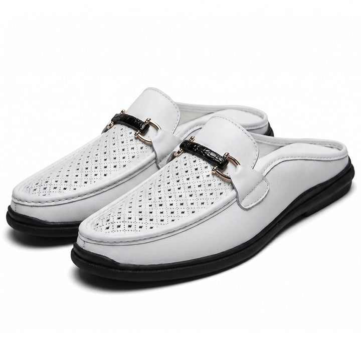 Gustavo Italian Mule Loafers - Color:White;Size:38