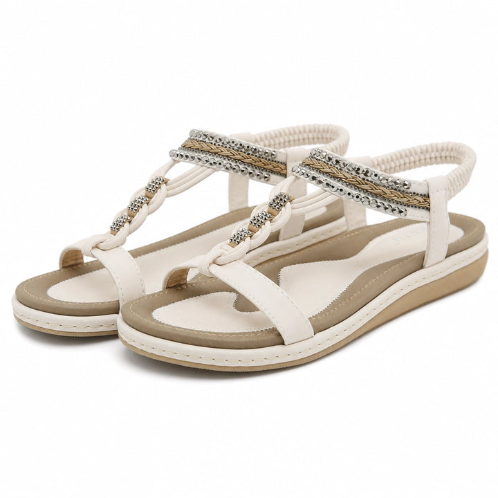 Valerie Elastic Strap Sandals - Color:White;Size:36