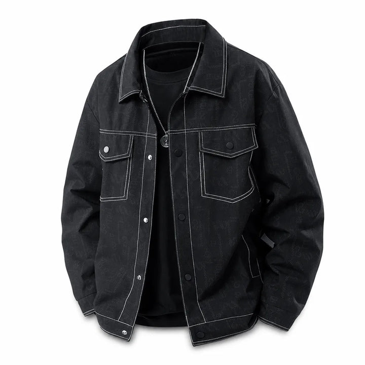 Will Stitched Lapel Jacket - Color:Black;Size:S
