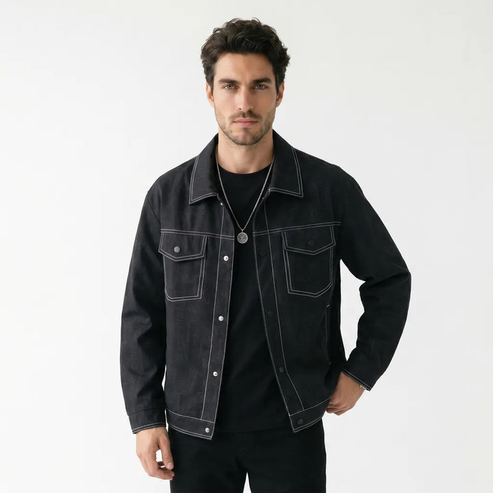 Men's Black Winona Stitched Lapel Jacket