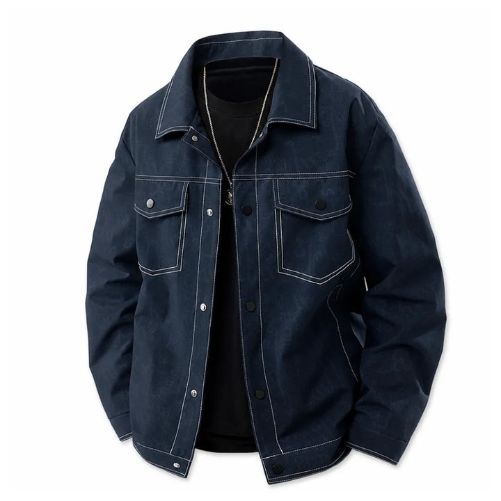 Will Stitched Lapel Jacket - Color:Denim Blue;Size:S