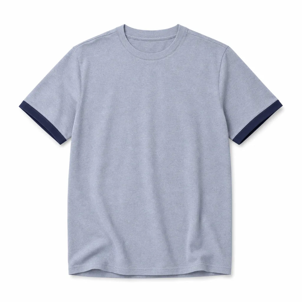William Contrast Crew T-Shirt - Color:Blue;Size:S