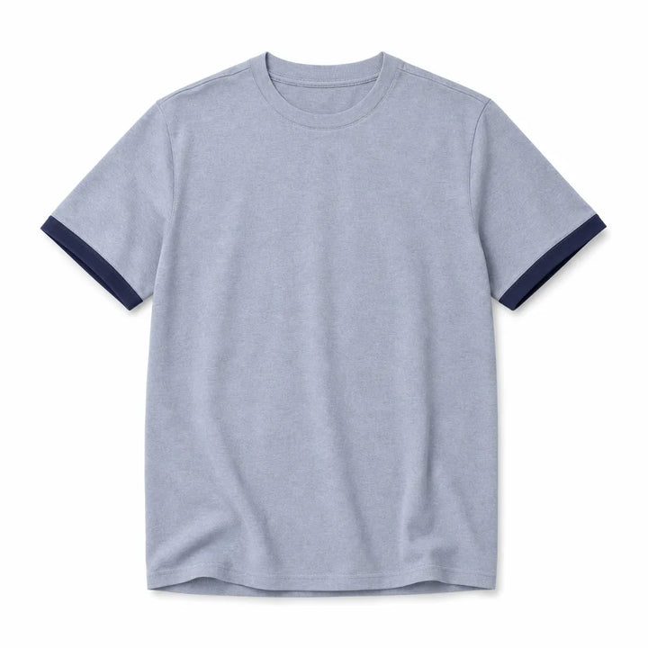 William Contrast Crew T-Shirt - Color:Blue;Size:S