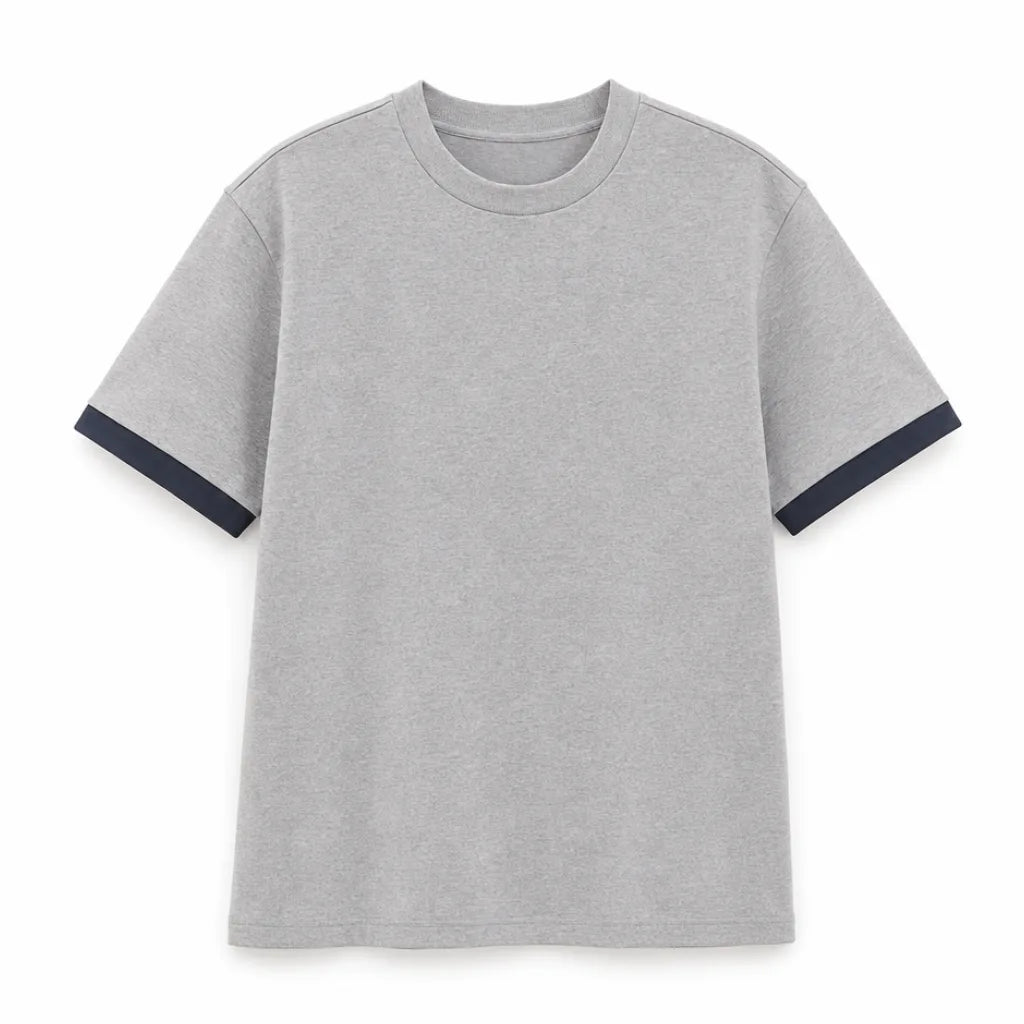William Contrast Crew T-Shirt - Color:Gray;Size:S