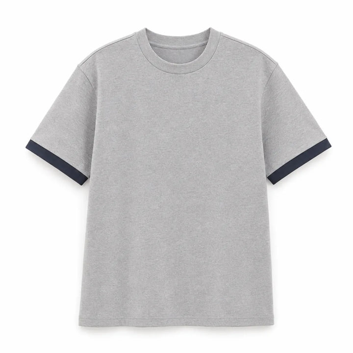 William Contrast Crew T-Shirt - Color:Gray;Size:S