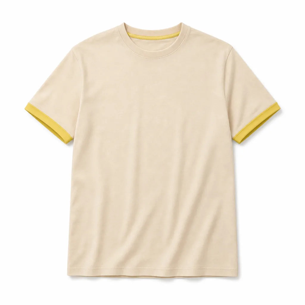 William Contrast Crew T-Shirt - Color:Yellow;Size:S