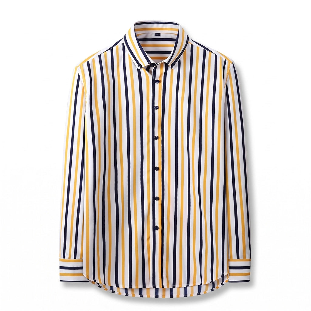 Gabriel Striped Slim Shirt - Color:Yellow ;Size:38