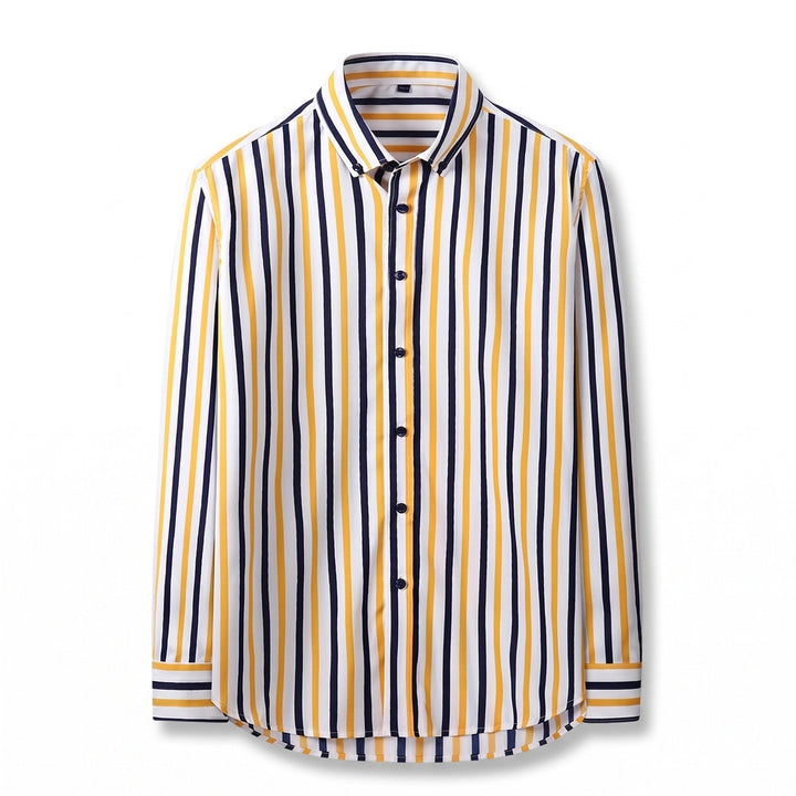 Gabriel Striped Slim Shirt - Color:Yellow ;Size:38