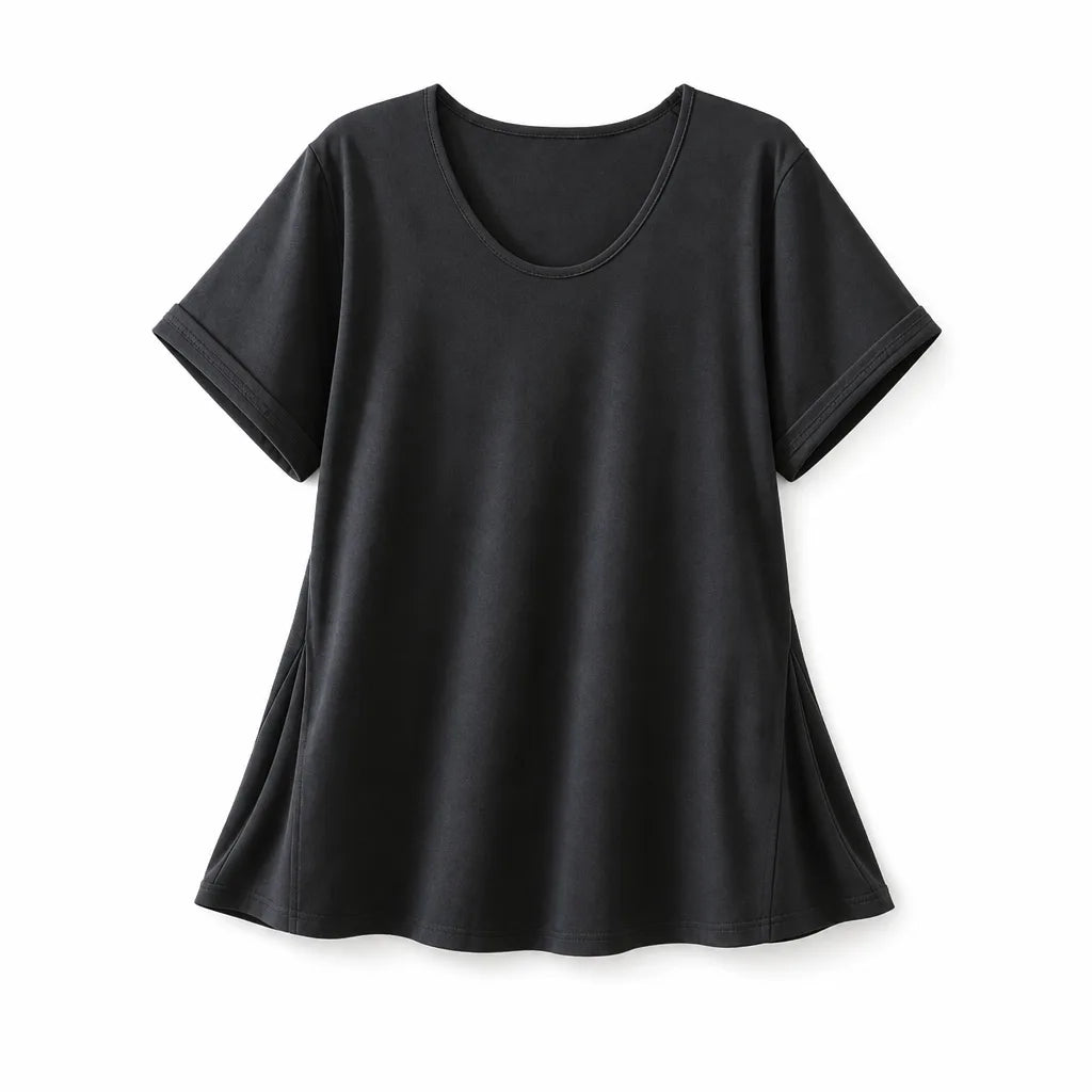 Zoe Asymmetric T-Shirt - Color:Black;Size:XS