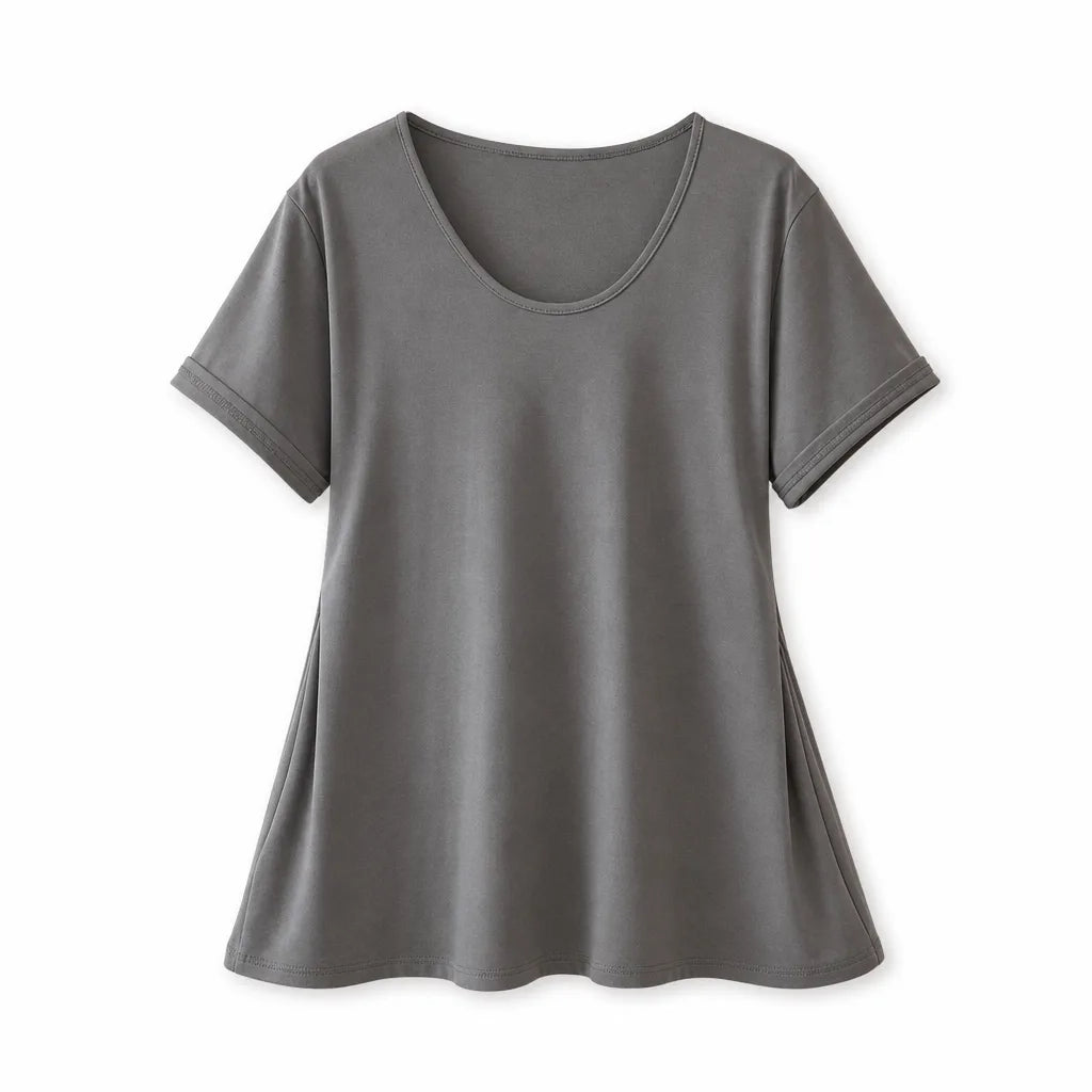 Zoe Asymmetric T-Shirt - Color:Gray;Size:XS