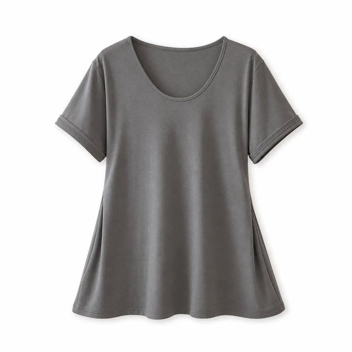 Zoe Asymmetric T-Shirt - Color:Gray;Size:XS
