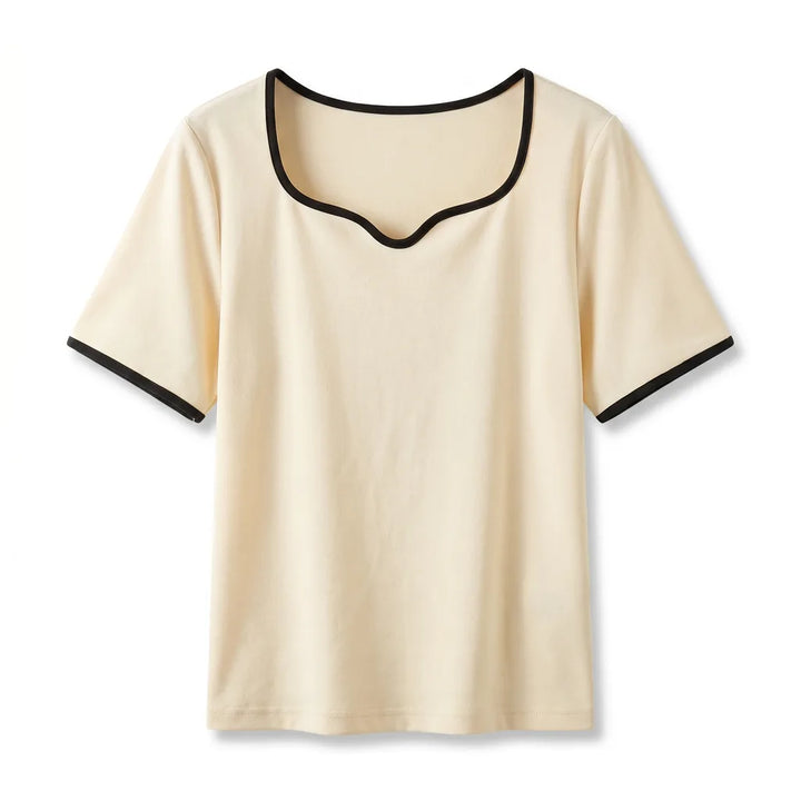 Zoe Square Neck T-Shirt - Color:Apricot;Size:S